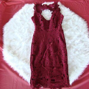 red lace open-back dress